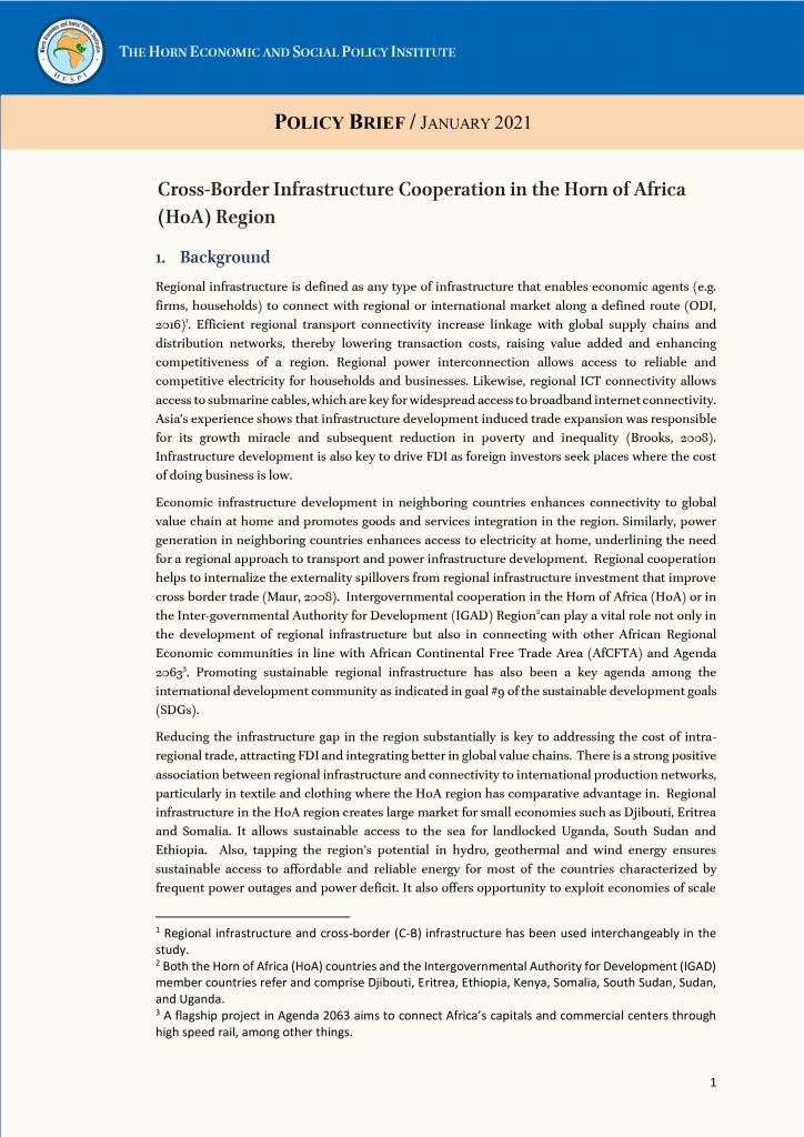 Cross-Border Infrastructure Cooperation in the Horn of Africa (HoA) Region